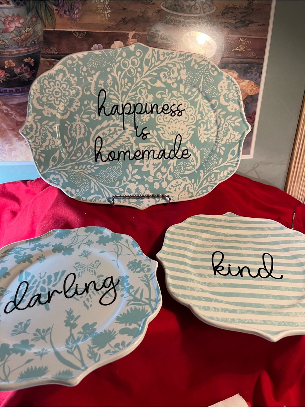 Aqua Floral 'Happiness Is Homemade' Serving Platter - Home Dining